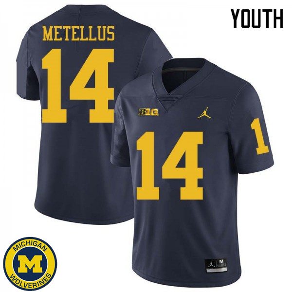 Youth Michigan Wolverines #14 Josh Metellus Navy Jordan Brand High School Jersey